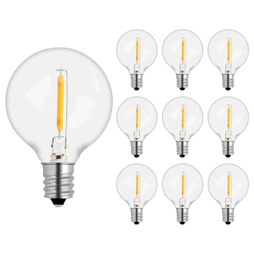 Image of 10 Pack G40 1W LED Bulbs Outdoor 220V, Edison E12 Screw Base, Warm White 2700K, Globe Waterproof Energy Saving Replacement Bulbs, for Festoon Lights, Party, Garden, String Lights, Patio Decoration