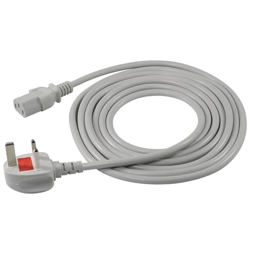 Image of 3 Pin Power Cable 2M, Computer/Monitor/PC Power Cable,BS 1363 to IEC 320 C13 UK AC Power Cord for Kettle Lead,LCD TV,LED Monitor,Audio System,Electric Cooker,Gray