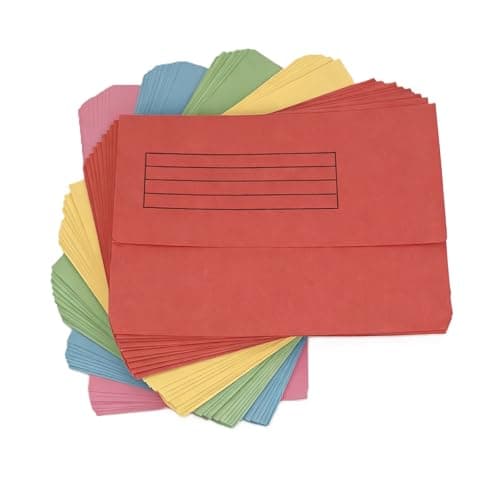 Image of Foolscap Document Wallets 285gsm, Assorted Colours, Pack of 10 Folders (Assorted)