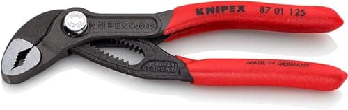 Image of KNIPEX Cobra Mini Water Pump Pliers, 125 mm, Nuts to 27 mm, Pipes to 30 mm, Self-Locking, Fine Adjustment by Button Push, Pipe Wrench, EDC, 87 01 125