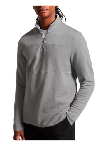 Image of Ted Baker Men's LS Textured Panel Half Zip Grey XL