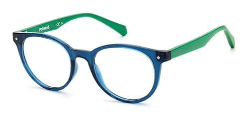 Image of Polaroid Kids PLD D814 Oval Eyeglasses for Kids, 45 mm Size, Blue Green