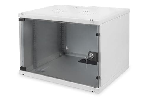 Image of DIGITUS network cabinet - 19-inch rack 7 U - Unassembled - Wall mounting - 400 mm depth - Load capacity 60 kg - Glass door - SOHO series - Grey