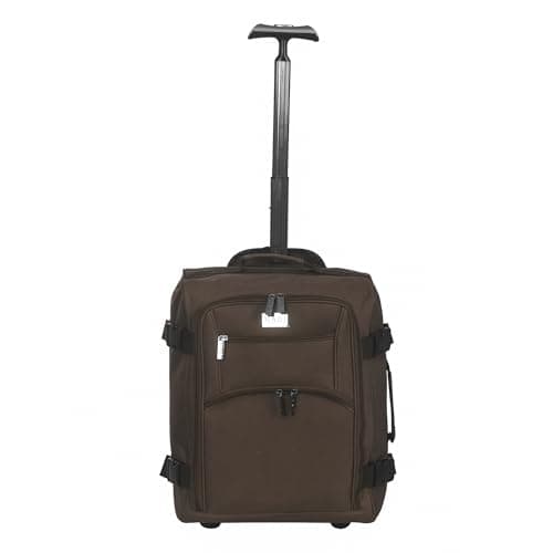 Image of CHARKHAH Hand Luggage Case Travel Bag Trolley on Wheels Carry-Ons Flight Approved Cabin Suitcase 1.45 kg Lightweight Suitcases Large 37 Liter Bags Size 50 cm x 35 cm x 20 cm (HD-A-Brown)