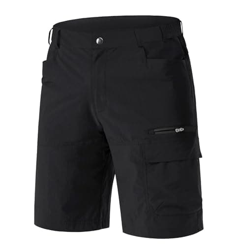 Image of EKLENTSON Cargo Shorts Men Summer Hill Walking Shorts Quick Dry Lightweight Zip Off Outdoor Fishing Travel Safari Pants Black,32