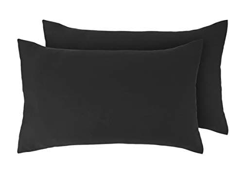 Image of Pair of Pillowcases 2 Pack Pillow Cases Covers Anti-Allergy Anti-Bacterial Super Soft Touch Brushed Microfibre (Black)