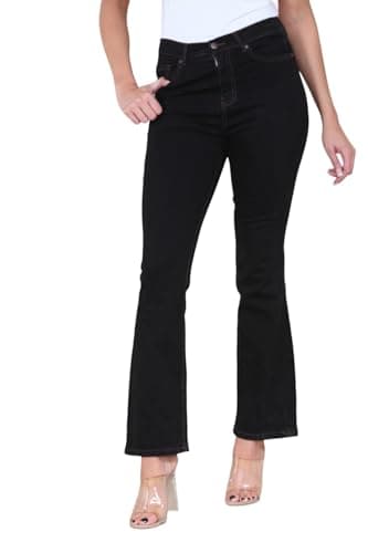 Image of MYT Womens Magic Shaping Slim Flare Leg Jeans Stretch High Waisted Ladies Boot Cut Denim Black 10