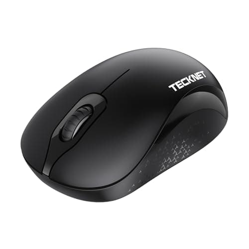 Image of TECKNET Wireless Mouse, 2.4GHz with USB Receiver, 1600 DPI Optical Computer Mouse with 3 Adjustable Levels, 12-Months Battery Life, Ambidextrous & Silent, Compatible with Laptop, PC, Mac - Black