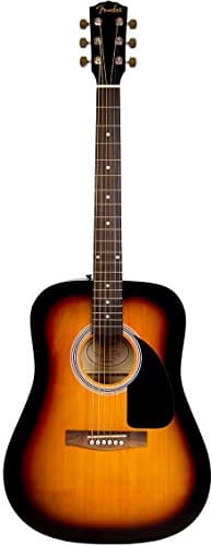 Image of Fender FA-115 Dreadnought 6 String Acoustic Guitar Pack in Sunburst. Gig Bag, Picks, Strap, Strings, & free online guitar lessons included.