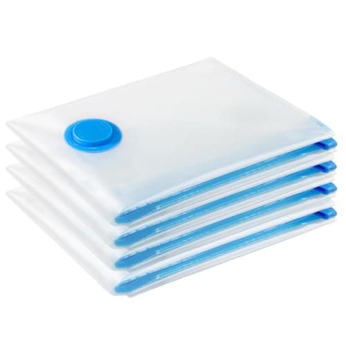 Image of Vacuum Storage Bags - 4 Pack 130 X 100cm Extra Large Reusable Clothes Storage Bags Vacuum Sealer Bags with Double Zip Seal Travel Space Saver Bags for Duvets, Bedding, Quilts, Pillows, Clothes