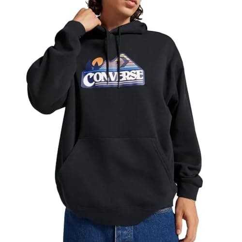Image of Converse Men's Navy Hoodie Elevated Logo Graphic, Black, XL