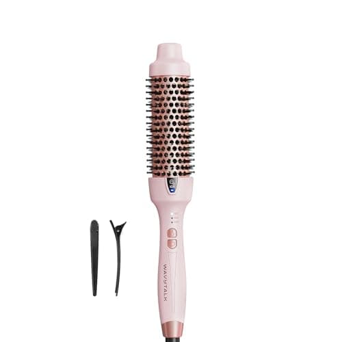 Image of Wavytalk Thermal Brush, Heated Hot Brush for Hair Styling 38mm Ionic Thermal Round Iron for Blowout Express, Heated Curling Iron Create Natural Curls, Dual Voltage and UK Plug, Pink