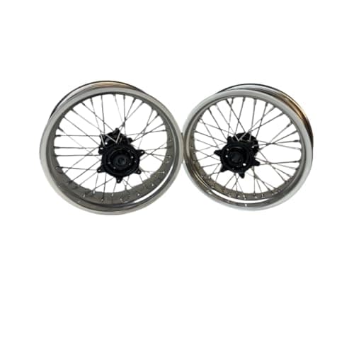 Image of 16 Inch and 17 Inch Silver Anodized Aluminum Motorcycle Wheels Compatible with Stark Varg Supermoto Models