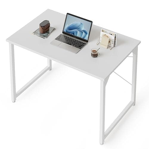 Image of CubiCubi Computer Desk 80 x 40 x 75 cm Home Office Laptop Desk Study Writing Table, Modern Simple Style, White