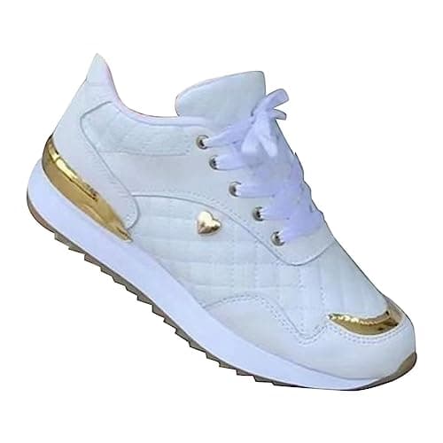 Image of 2025 Trainers Women's Trainers Wide Fit Wedge Tennis Sneakers Casual Fashion Non Slip Athletic Shoes Lightweight Low Top Soft Sole Slip on Orthopedic Shoes Women White 7