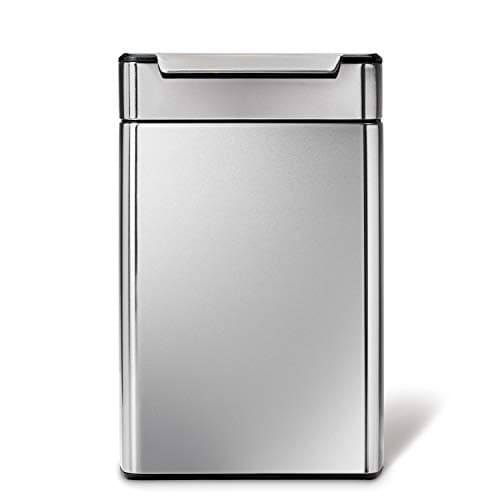 Image of simplehuman CW2018 48L (24/24) Rectangular Touch-Bar Recycling Kitchen Bin, Easy Open Touch-Bar, Stay-Open Lid, Inner Buckets, Space-Efficient Hinge, Fingerprint-Proof, Brushed Stainless Steel