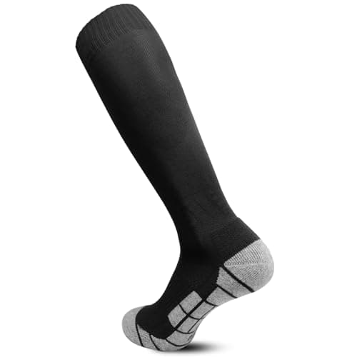 Image of Hyles 1/3 Pairs Kids Football Knee High Sport Socks for Boys Girls Men Breathable Soccer Socks Children Adult Running Training Daily Wear Black*1 M