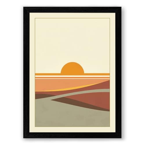 Image of Dawn Horizon Minimalist Framed Wall Art Print A3 (42×29.7cm) Black, Wall Decor for Living Room, Bedroom, Office & Home, Ready to Hang, Art Gift