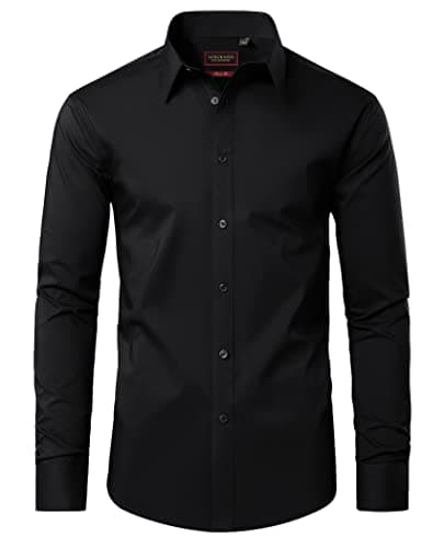 Image of DEMEANOR Dress Shirts for Men Long Sleeve Mens Dress Shirts Cotton Regular Non Iron Formal Shirts for Men Dress Shirt Black