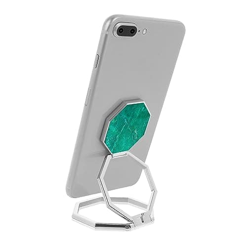 Image of Cobee Cell Phone Ring Holder Finger Kickstand, 360° Rotation Metal Cellphone Back Grip Foldable Cell Phone Stand Adjustable Phone Holder Compatible with Most Smartphones (Silver Marbling)