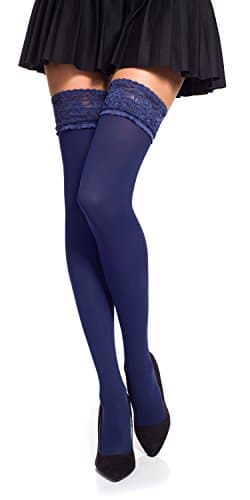 Image of Romartex Opaque 40 Denier Microfibre Hold Ups Stockings, L, dark blue