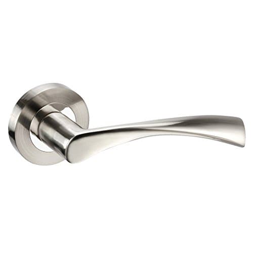 Image of Golden Grace Astrid Design Door Handles on Round Rose in Dual Chrome Finish, Classic, 1 Pair