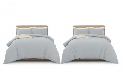 Image of MOONLIGHT20015 Single Duvet Cover Set Pack of 2 Silver Solid Soft Pre-Washed Single Bedding 2 Duvet Covers with 2 Matching Pillow Cases