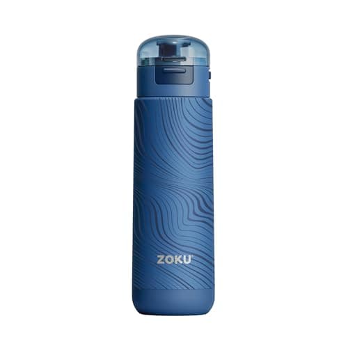 Image of Zoku Stainless Steel Sports Bottle 500ml - Blue Wavy