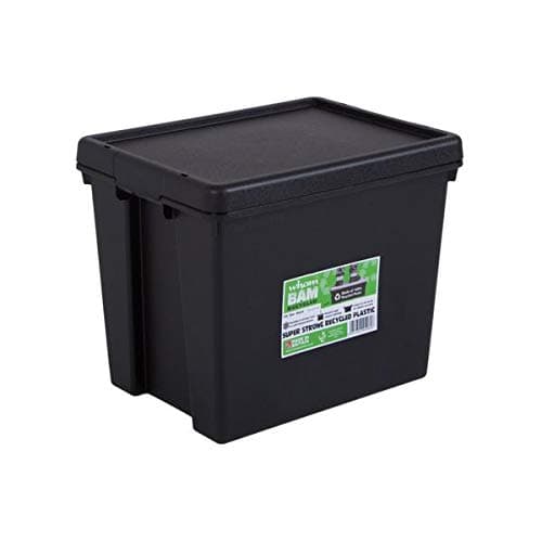 Image of Wham Bam 100% Recycled Super Strong Impact Resistant Black Re-Usable Storage Boxes With Lids 24 Litre 38.5 x 29 x 31.5cm x 3 Boxes