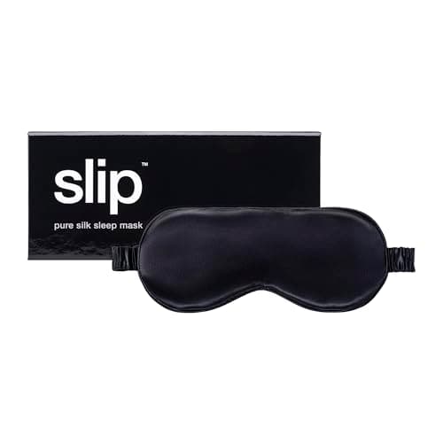 Image of Slip Silk Sleep Mask, Black - 100% Pure Mulberry 22 Momme - Eye Mask - Comfortable Sleeping Mask with Elastic Band + Pure Filler and Internal Liner - One Size