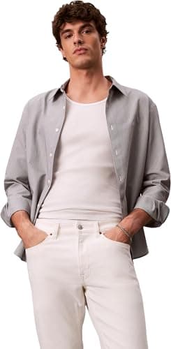 Image of Calvin Klein Men's Slim Chalk White Jean LV04RF751G Jeans, White, 32W / 30L