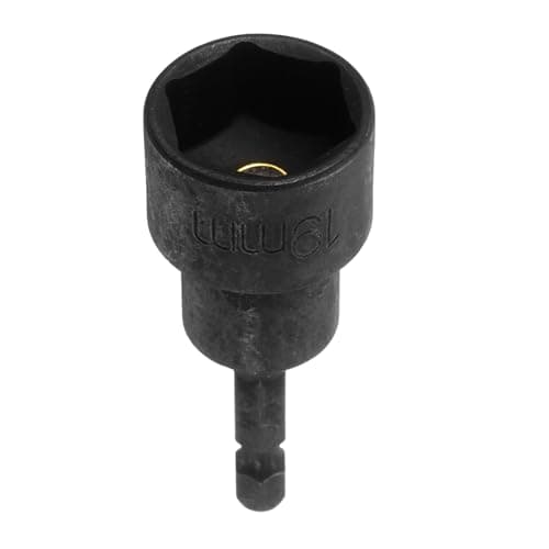 Image of sourcing map Magnetic Nut Driver 19mm Hex Drive Socket CR-V Steel Power Screw Drill Bits Socket Wrench Tools with 1/4" Quick Change Hex Shank for Power Drills Impact Drivers, Black