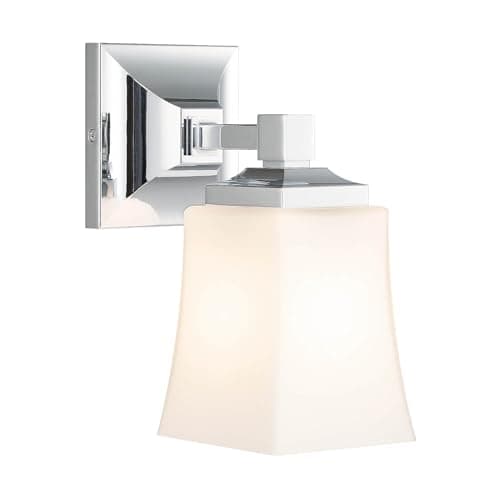 Image of XiNBEi Glass Wall Lights, Modern E27 Chrome Bathroom Sconce Lighting Hardwired Indoor Sconces Wall Lamp for Bedroom Living Room Kitchen Hallway NL-W240-CH