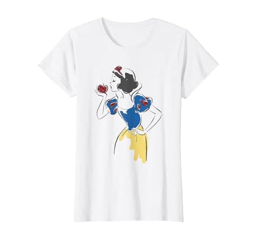 Image of Disney Princess Snow White Apple Glitter T-Shirt, Women, White, XX-Large