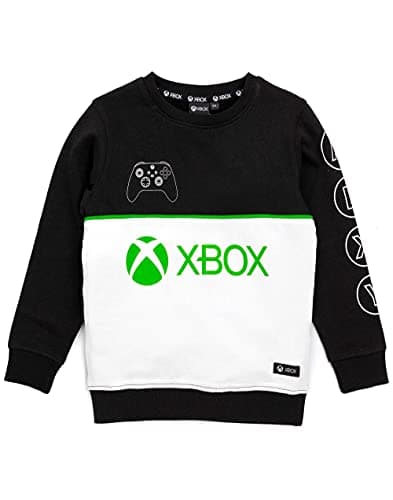 Image of Xbox Sweatshirt For Boys & Girls | Kids Black Green Controller Game Sweater Jumper | Childrens Gamers Hoodie Clothing Merchandise 6-7 Years