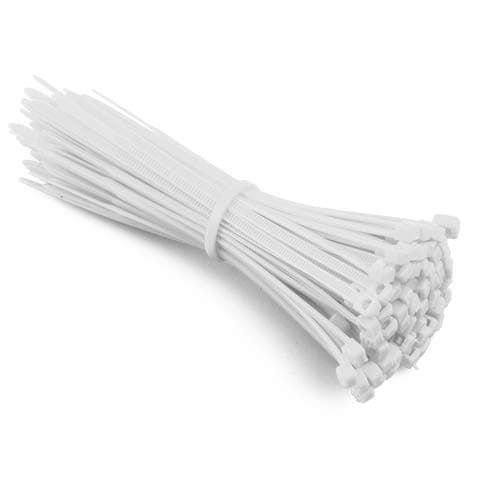 Image of 100 PACK WHITE/CLEAR CABLE TIES 300mm x 4.8mm