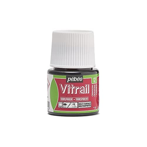 Image of PEBEO 050-012 Vitrail Stained Glass Effect Glass Paint 45-Milliliter Bottle, Crimson