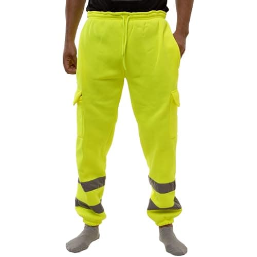 Image of GA COMMUNICATIONS HI VIZ VIS Jogging Bottoms Work WEAR Safety Trousers Fleece Joggers Sweat Pants[Yellow,3XL]