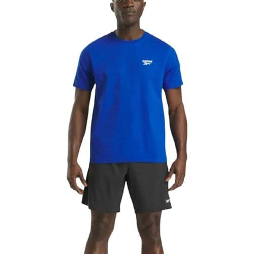 Image of Reebok Men's Cody Small Logo Crew Neck SS Tee Shirt, Vector Blue, XS