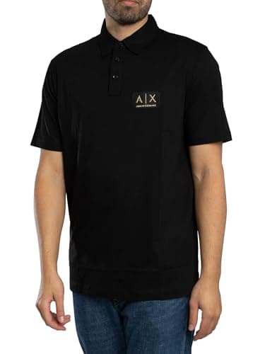 Image of Armani Exchange Men's Box Logo Polo Shirt, Black, M