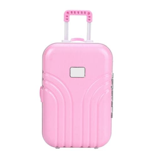 Image of NOENNULL Cute Mini Rolling Luggage Toy for Babies Lightweight Plastic Travel Suitcase Adorable Design for Kids Room Playtime and Travel Mini Suitcase for Toddlers Travel Accessories (Pink)