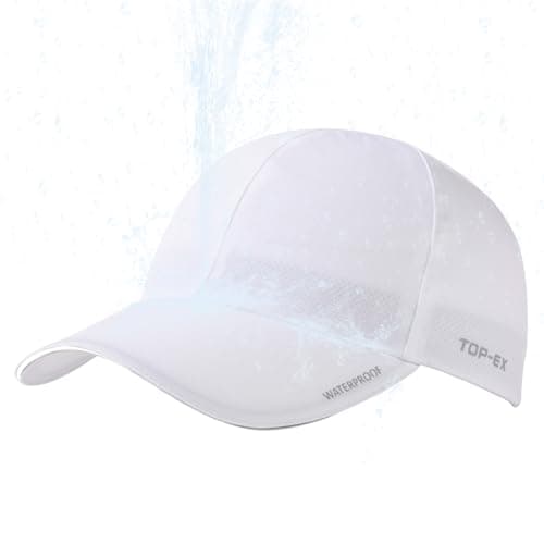 Image of TOP-EX XL/XXL Waterproof Baseball Cap for Running Golf Walking - Sun Rain Cap All Weather Protection UV Reflective Breathable Outdoor Hat White