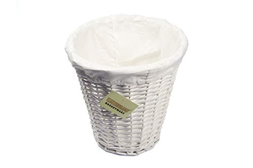Image of woodluv Round White Wicker Waste Paper Basket/Storage