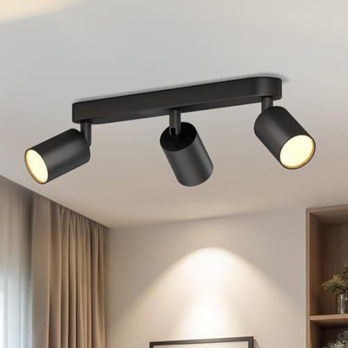 Image of LVWIT Black Light Fittings Ceilings,3 Way Ceiling Spotlight Fitting,GU10 Kitchen Lights Ceiling,GU10 Base Spot Lights for Kitchen Lounge Bedroom Dining Room(Bulb Not Included)