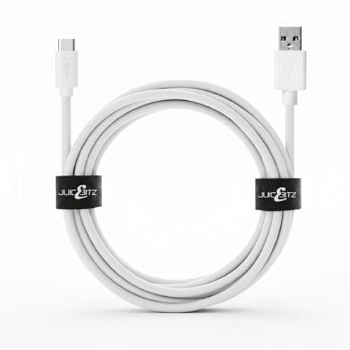 Image of JuicEBitz 1m USB A to USB C Cable - Fast Charger, 480mbps, Compatible with Samsung Galaxy, Google Pixel, iPad, LG, Huawei, Sony Xperia + More, White