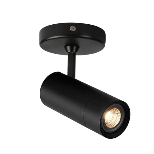 Image of Aisilan Single Spotlight in Matt Black Dimmable Adjustable Spot Lights Indoor GU10 Rotatable Individual Spotlights for Ceiling or Wall Mounted (LED 7W Bulb Included)