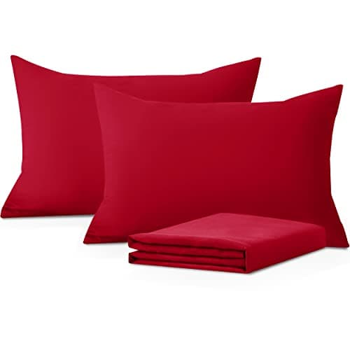 Image of Moonlight Bedding Pillow Cases 2 Pack – Red Pillowcases Envelope Closure Super Soft Brushed Microfiber Standard House Wife Pillow Covers, (50 X 75 CM)