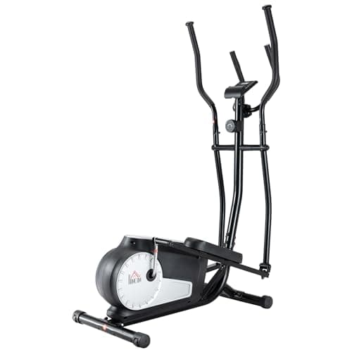 Image of HOMCOM Elliptical Cross Trainer, Home Cardio Workout Machine with Eight Level Magnetic Resistance, LCD Monitor, Heart Rate Sensor, Two Wheels