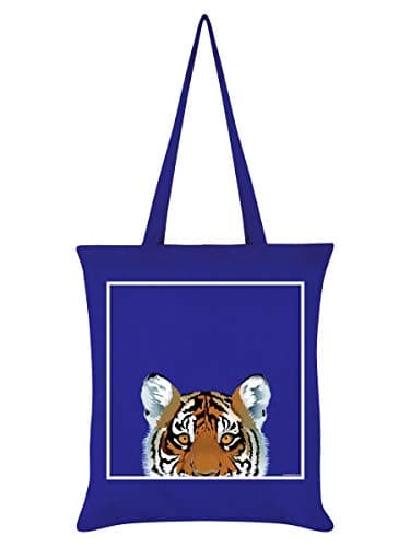 Image of Inquisitive Creatures Tiger Tote Bag Royal Blue 38 x 42cm