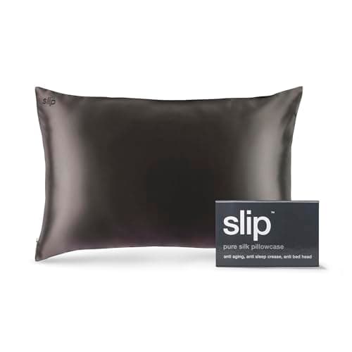 Image of SLIP Queen Silk Pillow Cases - 100% Pure 22 Momme Mulberry Silk Pillowcase for Hair and Skin - Queen Size Standard Pillow Case - Anti-Aging, Anti-BedHead, Anti-Sleep Crease, Charcoal (20" x 30")